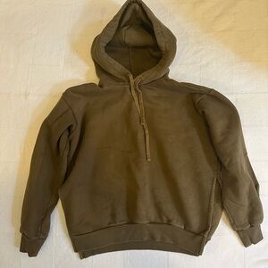 Simple Everlane Cozy Brown/Olive Small Drawstring Hoodie